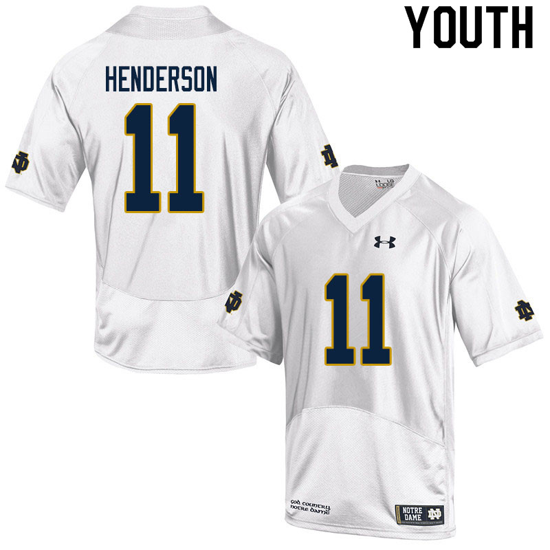 Youth #11 Ramon Henderson Notre Dame Fighting Irish College Football Jerseys Sale-White - Click Image to Close